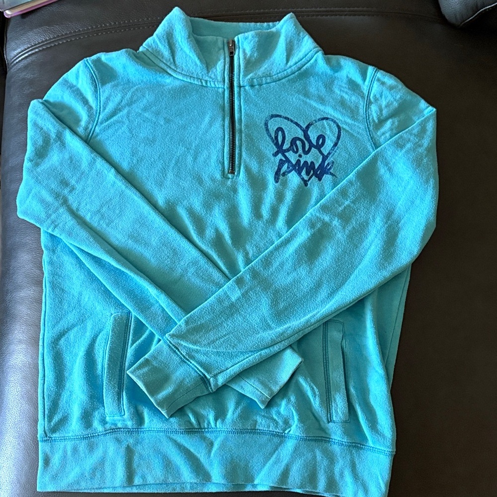 Aqua PINK Victoria's Secret Cowl Neck Half Zip